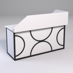 Стол эргономичный офисный СЭ-17А (левосторонний) с экраном СТРОНГ в стиле ЛОФТ декор №1, Белый