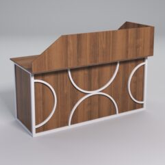 Стол эргономичный офисный СЭ-17А (левосторонний) с экраном СТРОНГ в стиле ЛОФТ декор №1, Орех + металлический каркас Белый