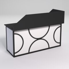 Стол эргономичный офисный СЭ-17А (левосторонний) с экраном СТРОНГ в стиле ЛОФТ декор №1, Черный и Белый