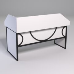 Стол эргономичный офисный СЭ-18 (правосторонний) с экраном СТРОНГ в стиле ЛОФТ декор №1, Белый