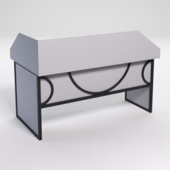 Стол эргономичный офисный СЭ-18 (правосторонний) с экраном СТРОНГ в стиле ЛОФТ декор №1, Серый