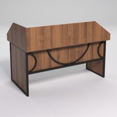 Стол эргономичный офисный СЭ-18 (правосторонний) с экраном СТРОНГ в стиле ЛОФТ декор №1, Орех