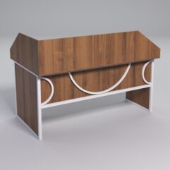 Стол эргономичный офисный СЭ-18 (правосторонний) с экраном СТРОНГ в стиле ЛОФТ декор №1, Орех + металлический каркас Белый