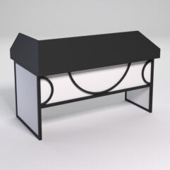 Стол эргономичный офисный СЭ-18 (правосторонний) с экраном СТРОНГ в стиле ЛОФТ декор №1, Черный и Белый