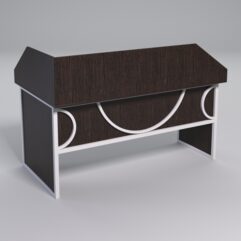 Стол эргономичный офисный СЭ-18 (правосторонний) с экраном СТРОНГ в стиле ЛОФТ декор №1, Дуб Венге + металлический каркас Белый