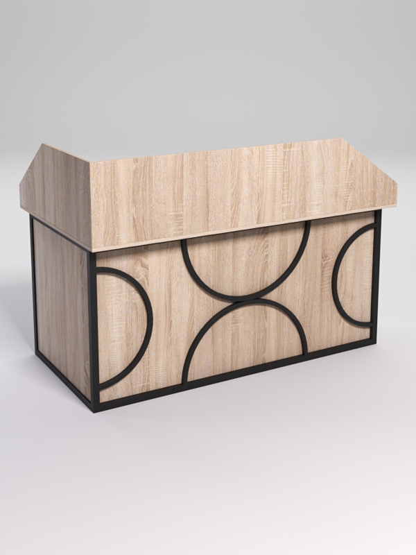 Стол эргономичный офисный СЭ-18А (правосторонний) с экраном СТРОНГ в стиле ЛОФТ декор №1, Дуб Сонома