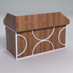 Стол эргономичный офисный СЭ-18А (правосторонний) с экраном СТРОНГ в стиле ЛОФТ декор №1, Орех + металлический каркас Белый