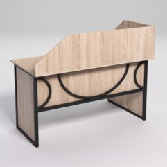 Стол эргономичный офисный СЭ-19 (левосторонний) с экраном СТРОНГ в стиле ЛОФТ декор №1, Дуб Сонома