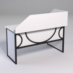 Стол эргономичный офисный СЭ-19 (левосторонний) с экраном СТРОНГ в стиле ЛОФТ декор №1, Белый