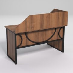 Стол эргономичный офисный СЭ-19 (левосторонний) с экраном СТРОНГ в стиле ЛОФТ декор №1, Орех