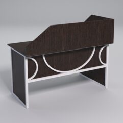 Стол эргономичный офисный СЭ-19 (левосторонний) с экраном СТРОНГ в стиле ЛОФТ декор №1, Дуб Венге + металлический каркас Белый