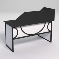 Стол эргономичный офисный СЭ-19 (левосторонний) с экраном СТРОНГ в стиле ЛОФТ декор №1, Черный и Белый