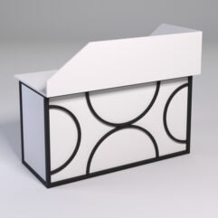 Стол эргономичный офисный СЭ-19А (левосторонний) с экраном СТРОНГ в стиле ЛОФТ декор №1, Белый