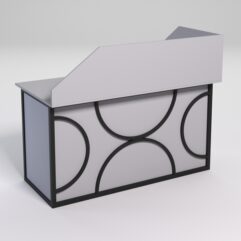 Стол эргономичный офисный СЭ-19А (левосторонний) с экраном СТРОНГ в стиле ЛОФТ декор №1, Серый