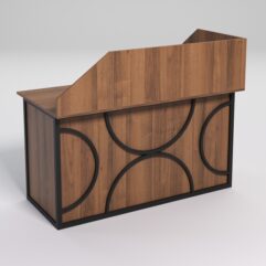 Стол эргономичный офисный СЭ-19А (левосторонний) с экраном СТРОНГ в стиле ЛОФТ декор №1, Орех