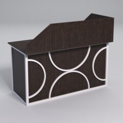 Стол эргономичный офисный СЭ-19А (левосторонний) с экраном СТРОНГ в стиле ЛОФТ декор №1, Дуб Венге + металлический каркас Белый