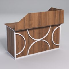 Стол эргономичный офисный СЭ-19А (левосторонний) с экраном СТРОНГ в стиле ЛОФТ декор №1, Орех + металлический каркас Белый