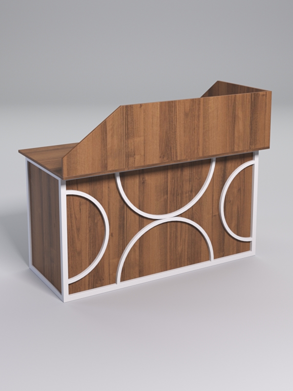 Стол эргономичный офисный СЭ-19А (левосторонний) с экраном СТРОНГ в стиле ЛОФТ декор №1, Орех + металлический каркас Белый