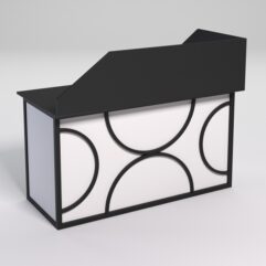 Стол эргономичный офисный СЭ-19А (левосторонний) с экраном СТРОНГ в стиле ЛОФТ декор №1, Черный и Белый