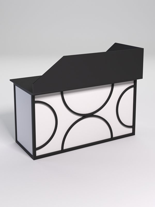 Стол эргономичный офисный СЭ-19А (левосторонний) с экраном СТРОНГ в стиле ЛОФТ декор №1, Черный и Белый