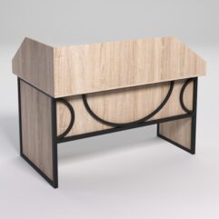 Стол эргономичный офисный СЭ-20 (правосторонний) с экраном СТРОНГ в стиле ЛОФТ декор №1, Дуб Сонома