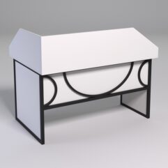 Стол эргономичный офисный СЭ-20 (правосторонний) с экраном СТРОНГ в стиле ЛОФТ декор №1, Белый