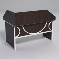 Стол эргономичный офисный СЭ-20 (правосторонний) с экраном СТРОНГ в стиле ЛОФТ декор №1, Дуб Венге + металлический каркас Белый