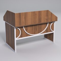 Стол эргономичный офисный СЭ-20 (правосторонний) с экраном СТРОНГ в стиле ЛОФТ декор №1, Орех + металлический каркас Белый