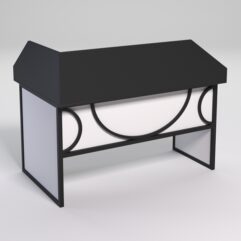 Стол эргономичный офисный СЭ-20 (правосторонний) с экраном СТРОНГ в стиле ЛОФТ декор №1, Черный и Белый