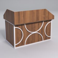 Стол эргономичный офисный СЭ-20А (правосторонний) с экраном СТРОНГ в стиле ЛОФТ декор №1, Орех + металлический каркас Белый