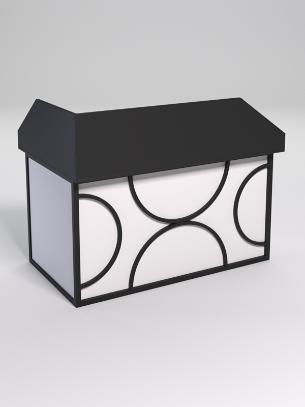 Стол эргономичный офисный СЭ-20А (правосторонний) с экраном СТРОНГ в стиле ЛОФТ декор №1, Черный и Белый