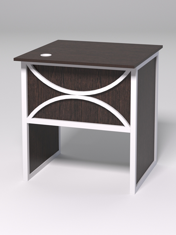 Стол приставной офисный С-01 СТРОНГ в стиле ЛОФТ декор №1, Дуб Венге + металлический каркас Белый