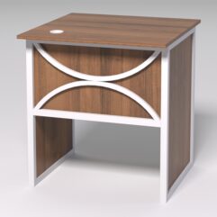 Стол приставной офисный С-01 СТРОНГ в стиле ЛОФТ декор №1, Орех + металлический каркас Белый