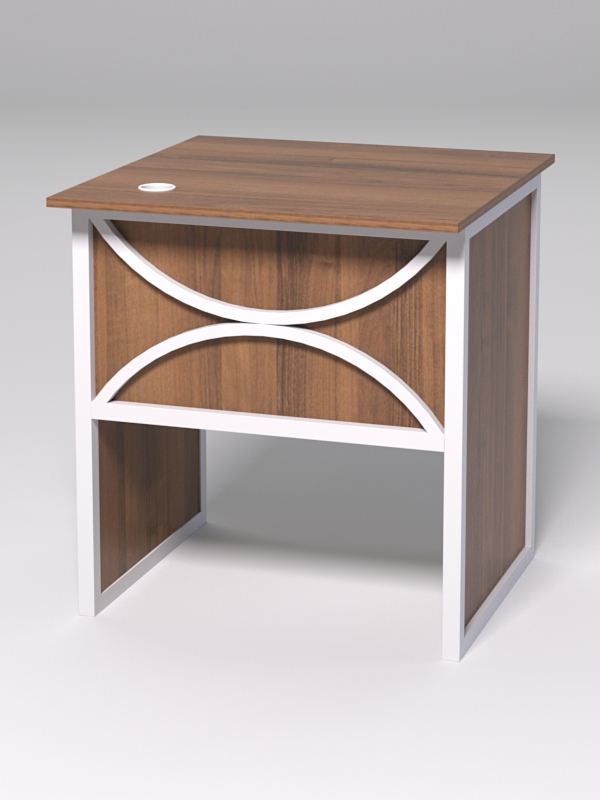 Стол приставной офисный С-01 СТРОНГ в стиле ЛОФТ декор №1, Орех + металлический каркас Белый