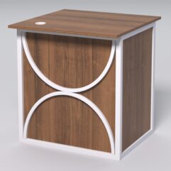 Стол приставной офисный С-01А СТРОНГ в стиле ЛОФТ декор №1, Орех + металлический каркас Белый