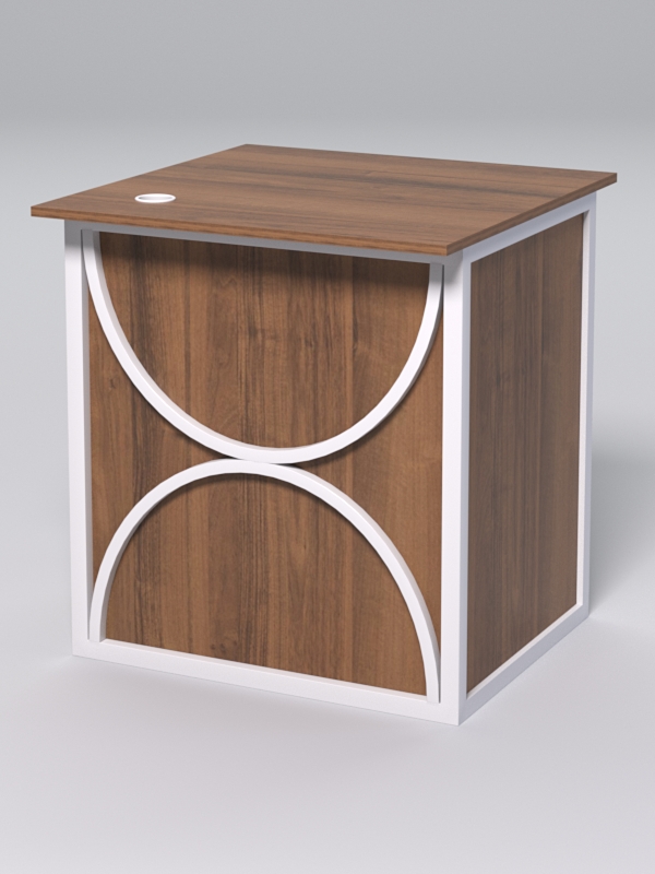 Стол приставной офисный С-01А СТРОНГ в стиле ЛОФТ декор №1, Орех + металлический каркас Белый