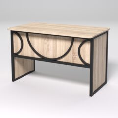 Стол рабочий офисный С-02 (закругленные торцы) СТРОНГ в стиле ЛОФТ декор №1, Дуб Сонома