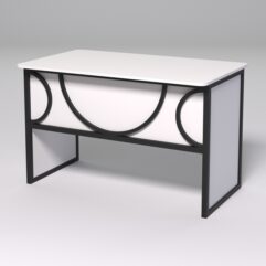 Стол рабочий офисный С-02 (закругленные торцы) СТРОНГ в стиле ЛОФТ декор №1, Белый