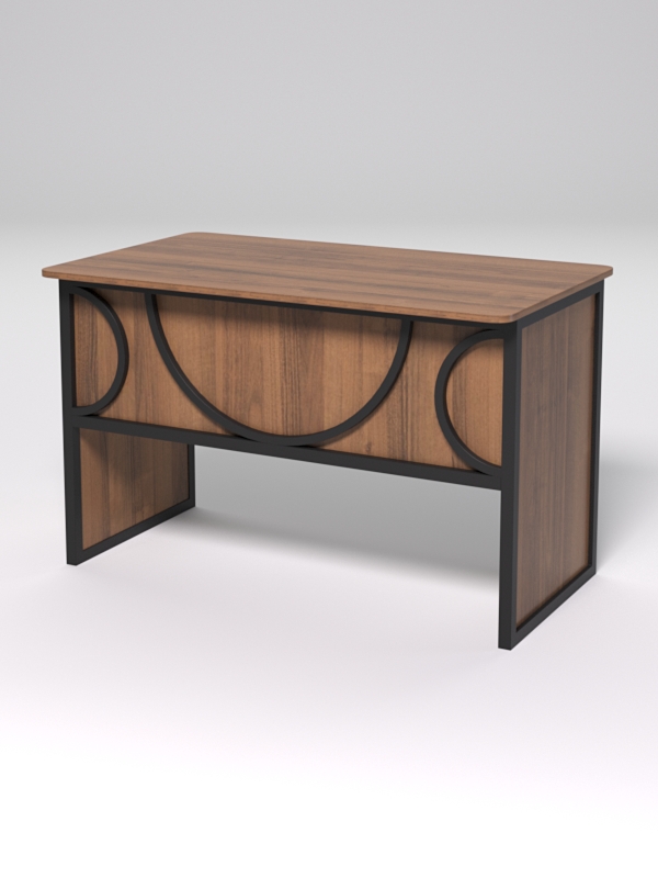 Стол рабочий офисный С-02 (закругленные торцы) СТРОНГ в стиле ЛОФТ декор №1, Орех