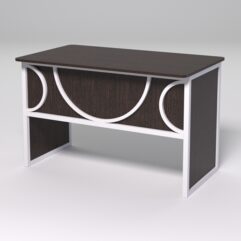 Стол рабочий офисный С-02 (закругленные торцы) СТРОНГ в стиле ЛОФТ декор №1, Дуб Венге + металлический каркас Белый