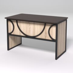 Стол рабочий офисный С-02 (закругленные торцы) СТРОНГ в стиле ЛОФТ декор №1, Дуб Венге и Дуб Сонома