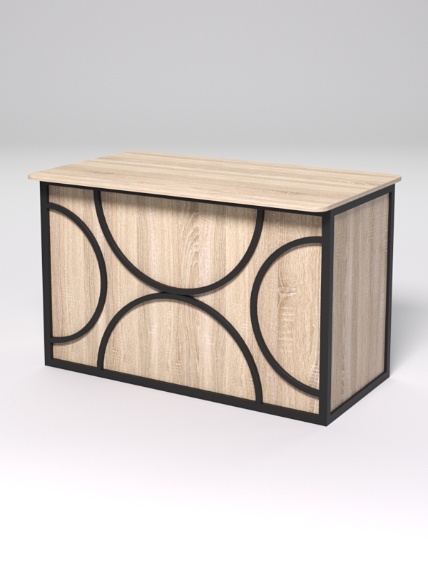 Стол рабочий офисный С-02А (закругленные торцы) СТРОНГ в стиле ЛОФТ декор №1, Дуб Сонома