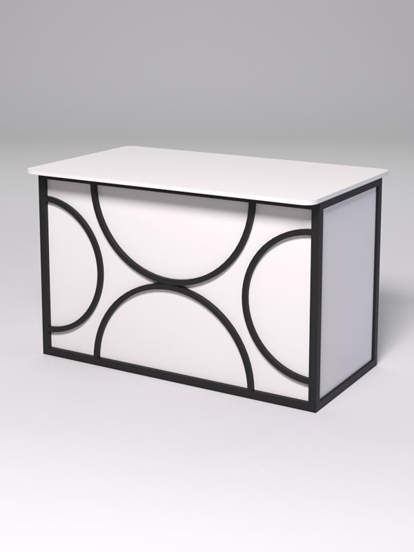 Стол рабочий офисный С-02А (закругленные торцы) СТРОНГ в стиле ЛОФТ декор №1, Белый