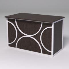 Стол рабочий офисный С-02А (закругленные торцы) СТРОНГ в стиле ЛОФТ декор №1, Дуб Венге + металлический каркас Белый