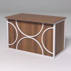 Стол рабочий офисный С-02А (закругленные торцы) СТРОНГ в стиле ЛОФТ декор №1, Орех + металлический каркас Белый