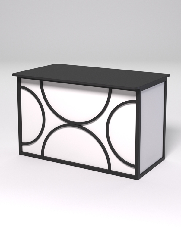 Стол рабочий офисный С-02А (закругленные торцы) СТРОНГ в стиле ЛОФТ декор №1, Черный и Белый