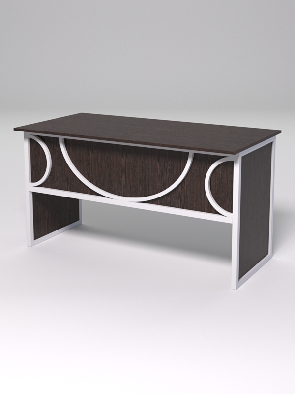 Стол рабочий офисный С-03 СТРОНГ в стиле ЛОФТ декор №1, Дуб Венге + металлический каркас Белый