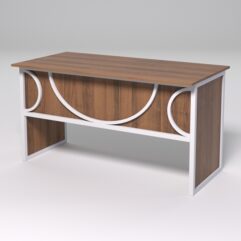 Стол рабочий офисный С-03 СТРОНГ в стиле ЛОФТ декор №1, Орех + металлический каркас Белый