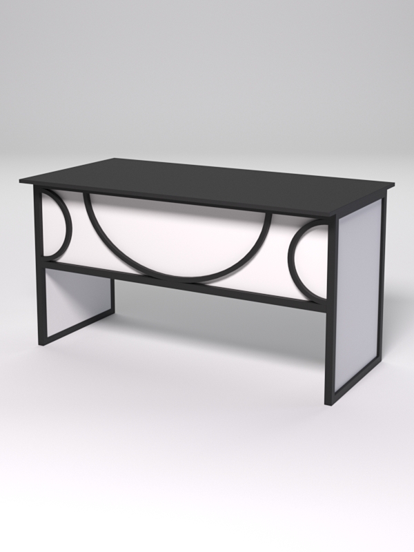 Стол рабочий офисный С-03 СТРОНГ в стиле ЛОФТ декор №1, Черный и Белый