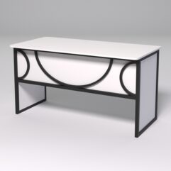 Стол рабочий офисный С-03 (закругленные торцы) СТРОНГ в стиле ЛОФТ декор №1, Белый